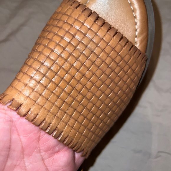 Spring Step Brown Leather Flats Slingback Toe cut out Sandals Size 37 - Picture 8 of 8